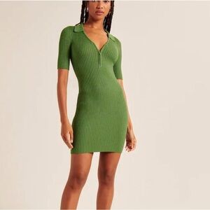 Abercrombie & Fitch Green Ribbed Bodycon Mini Dress
